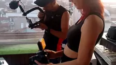 Afspelen Filmen op mijn huis veranda! - Interraciale anale amateur met grote tieten
